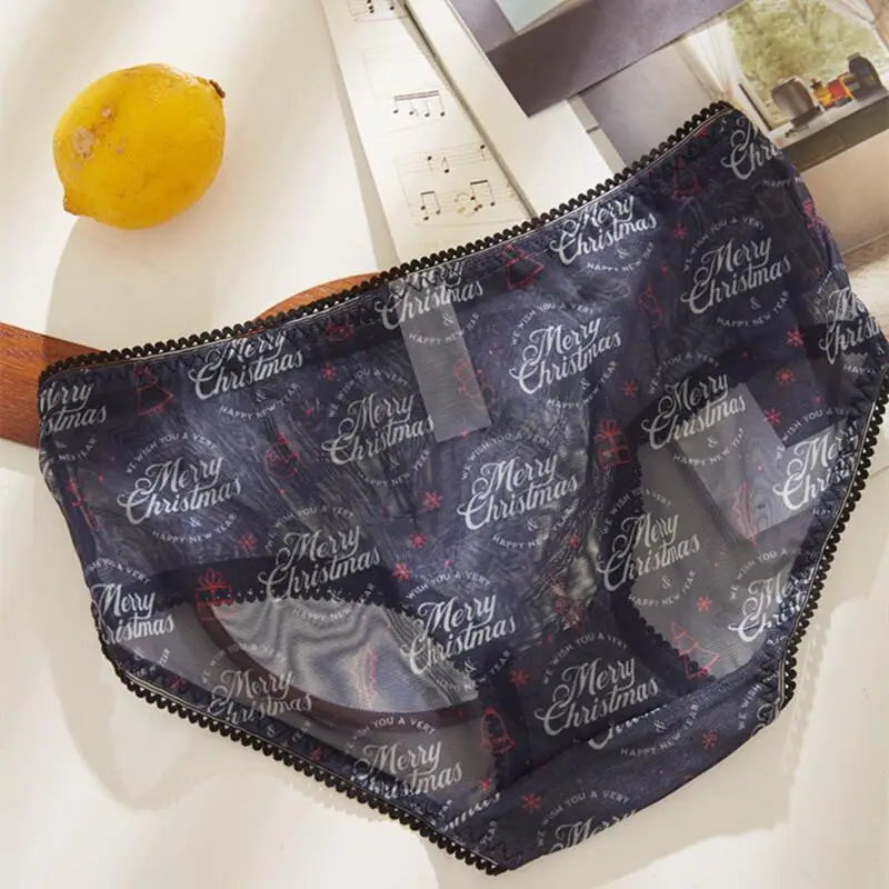 Women's See-through Mesh Yarn Briefs Low Waist Lady Panties Sexy Lace Edge Knickers Antibacterial Cotton Crotch Female Panties