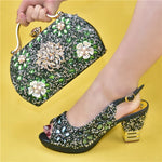 Doershow Italian orange Shoes And Bag Sets For Evening Party With Stones Italian Leather Handbags Match Bags! !HUK1-32
