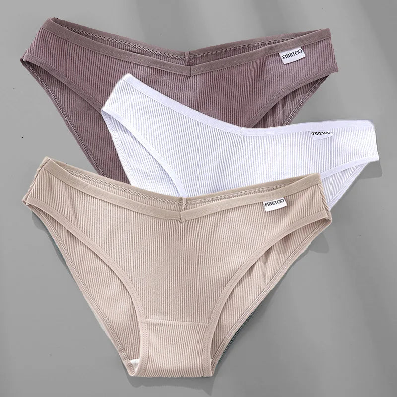 3PCS M-2XL Women Cotton Panties Briefs Female Sexy V Wasit Underwear Ladies Underpants Pantys Girls Plus Size Intimates Lingerie