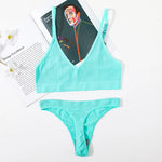 Women Seamless Bra And Panties Set Low Rise Thongs U-Shape Back Crop Top Bralette Comfort Sport Underwear Sexy Lingerie Set