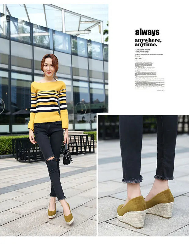 Suede princess women wedge shoes pointed toe pumps high heels platform Mary Jane office lady pumps party espadrilles cute shoesb