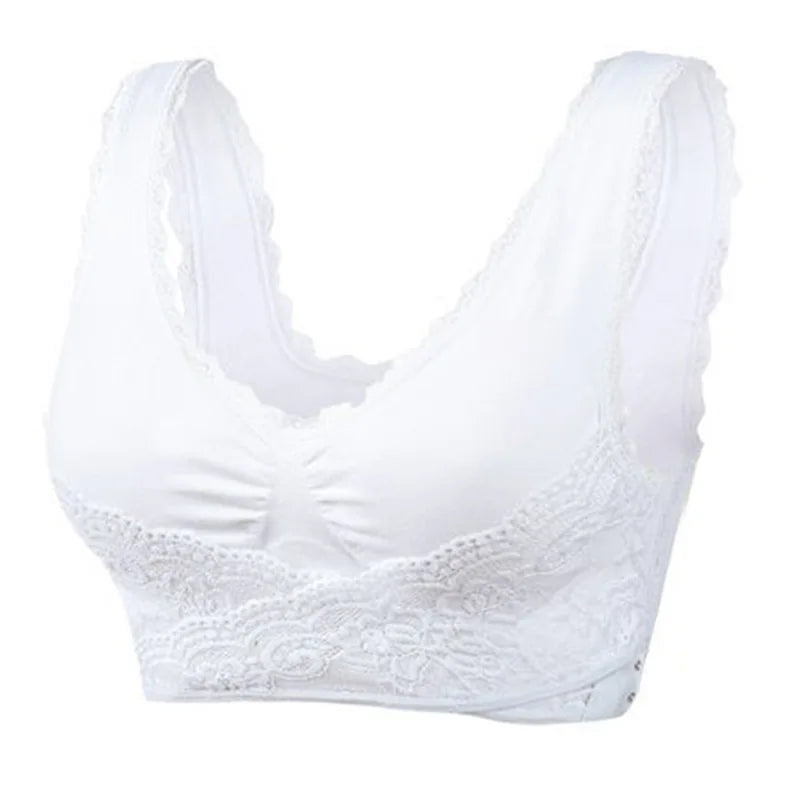 Front Cross Buckle Lace Bra Adjustment Gathering Women's Underwear Yoga Running Vest Seamless Without Steel Ring Brassiere