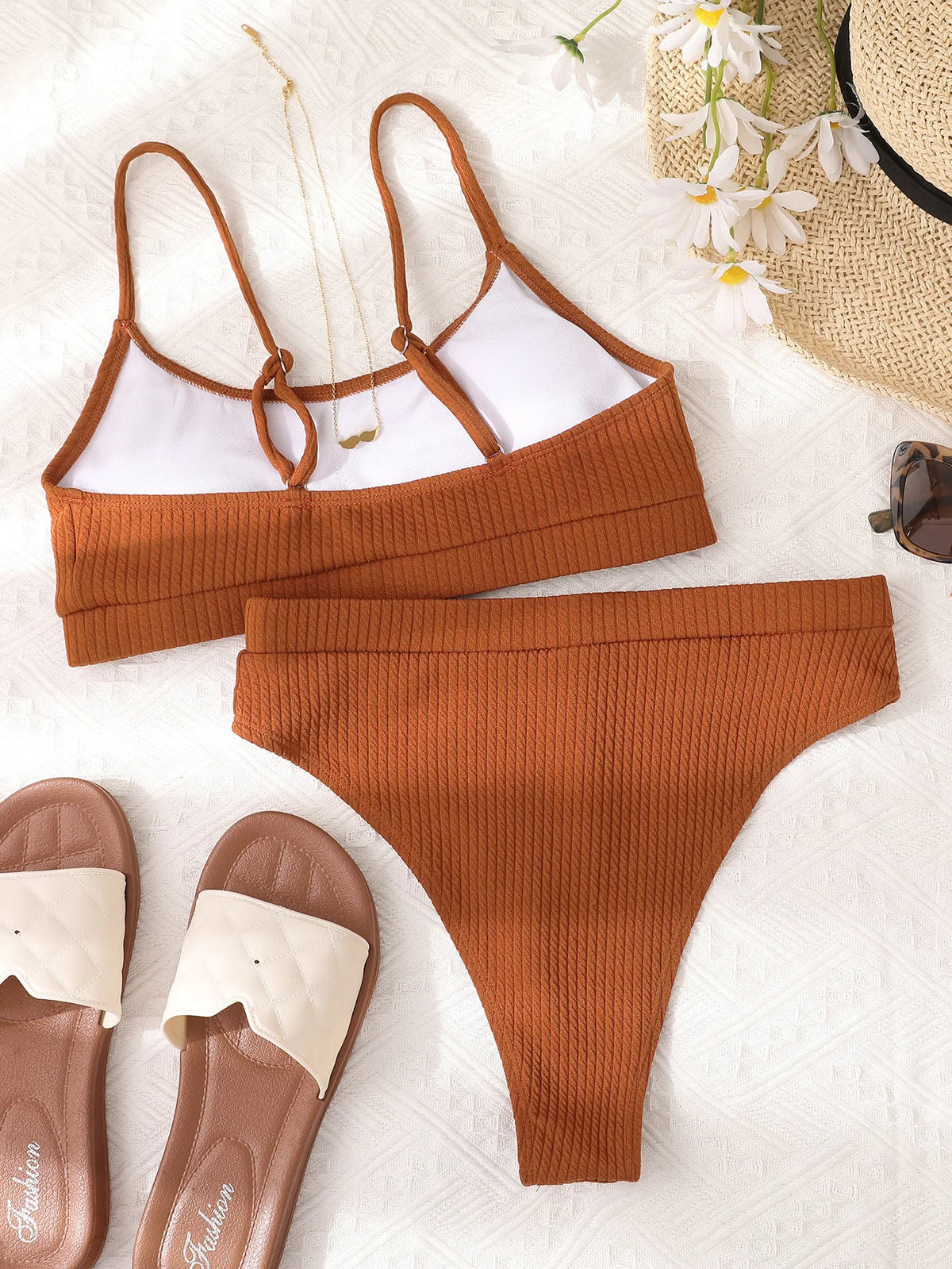 Sexy Solid Yellow Bikini 2026 Mujer High Cut Pleate Women's Swimsuit Separate Beach Bathing Suit High Waist Swimwear Biquini New