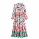 Foridol Floral Print Casual Boho Shirt Dress Maxi Long Autumn Winter Long Sleeve Dress Vestidos 2025 Button Up Dress