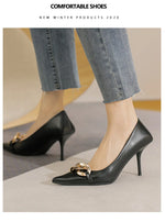 Women Pumps Luxury Female High Heels Metal Pointed Toe Professional Dress Party Ladies Office Shoe 2021Summer Fashion Large Size