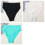 3Pcs/Set Seamless Panties Women High Waist Briefs High Cut Sports Bottom Underwear Female Stretch Rib Underpants Sexy Lingerie