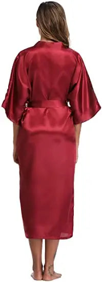 Sexy women extra long bathrobe Silky Satin robe Charming Women's Lengthened Casual Bathrobe Long Sleeved Robe Homewear