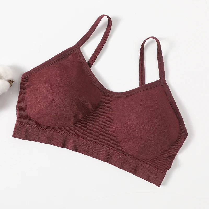 Women's Wireless Bra Sports Tube Top Ribbed Ruched Camisole Bralette With/Without Pads Underwear Sexy Lingerie M-L Intimates