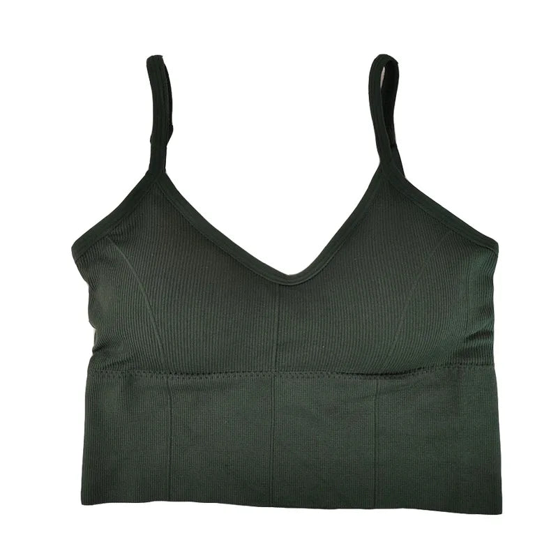 Women Tanks Top Low Back Crop Top Underwear Female Crop Sport Seamless Tops Sexy Lingerie Backless Removable Padded Camisole