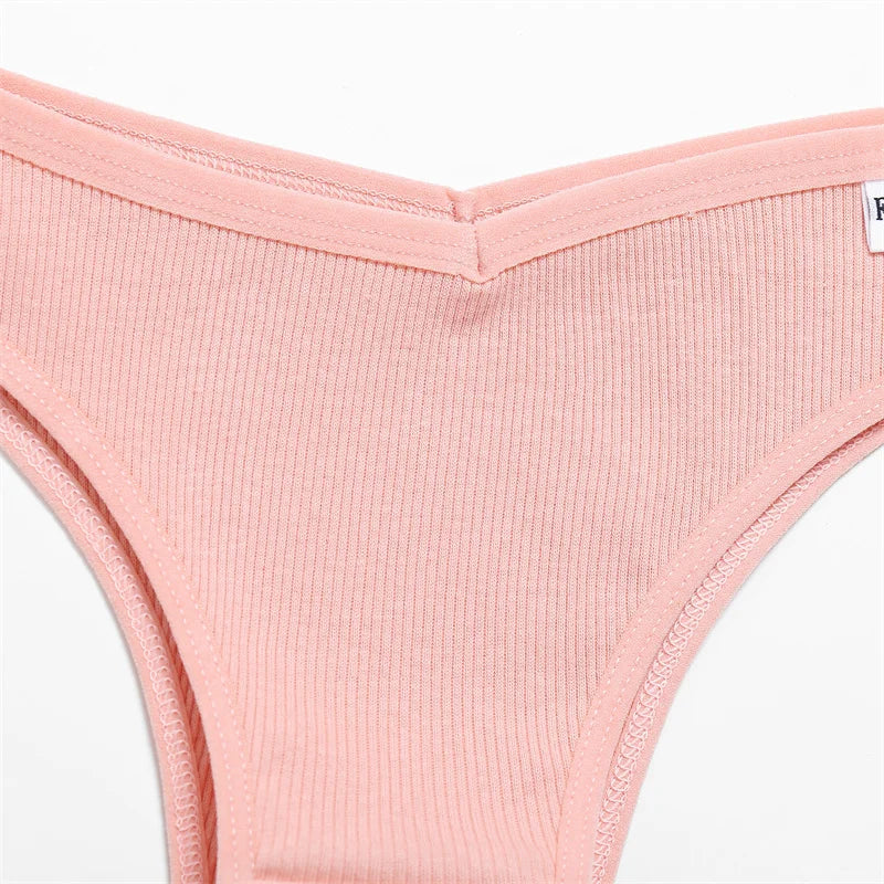 FINETOO Women's Cotton Panties Ladies Sexy V Waist Brazilian Underwear Female T-Back Briefs Panty M-XL Girls Intimates Lingerie
