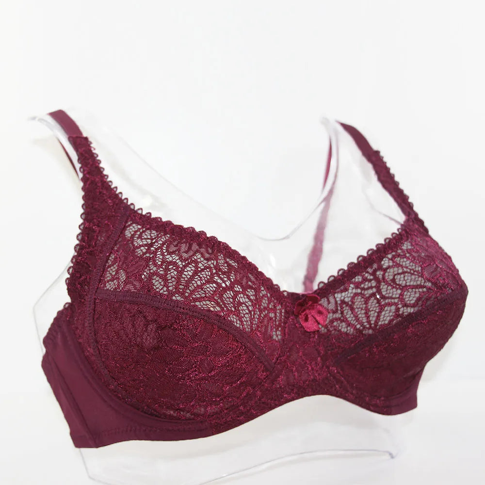 Plus Size Womens Lace Bra Lager Bosom See through Bralette Underwired Sexy Lingerie 34 36 38 40 42 44 B C D DD E F Cup
