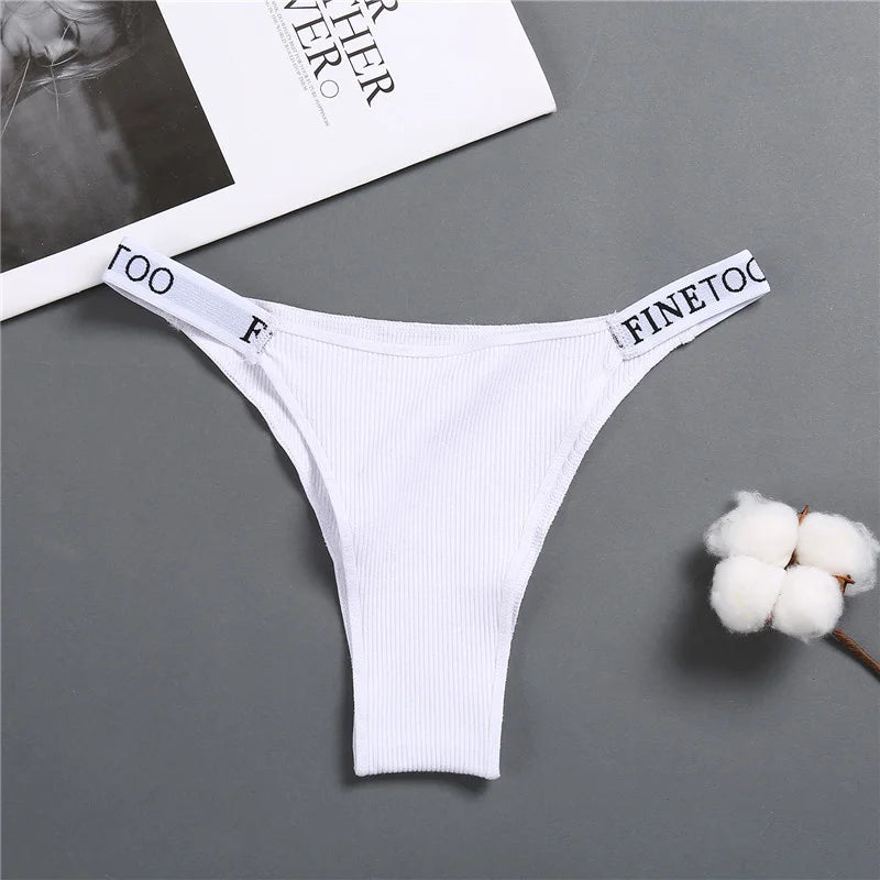 Sexy Low Rise Cotton Panties for Women Female Briefs Pantys LadiesLetter Belt Underwear Girls M-XL Intimates Lingerie FINETOO