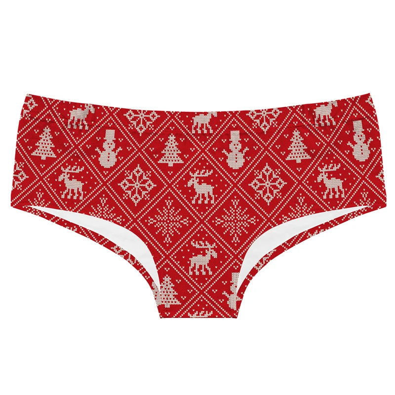 Merry Christmas Bells Print Women's Panties Low Waist Briefs Festive Comfortable Underwear Holiday Lingerie