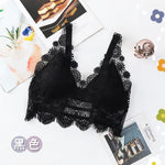 Deep V Lace Bra Tops Wire Free Brassieres Women Underwear Sexy Lingerie Beauty Back Bralette Bras for Women Removable Pads Top