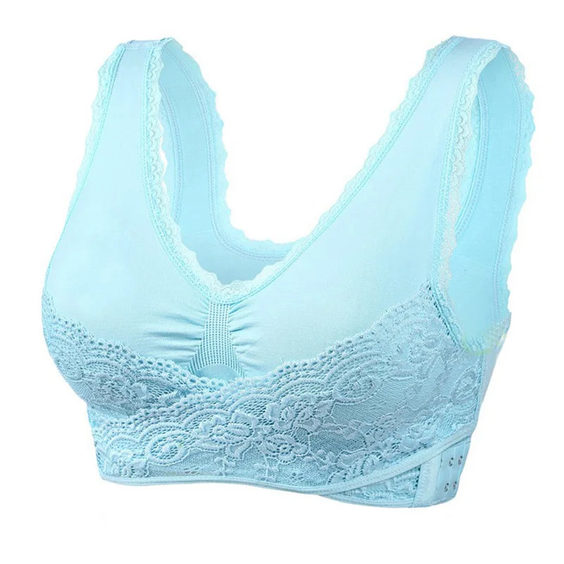 Front Cross Buckle Lace Bra Adjustment Gathering Women's Underwear Yoga Running Vest Seamless Without Steel Ring Brassiere