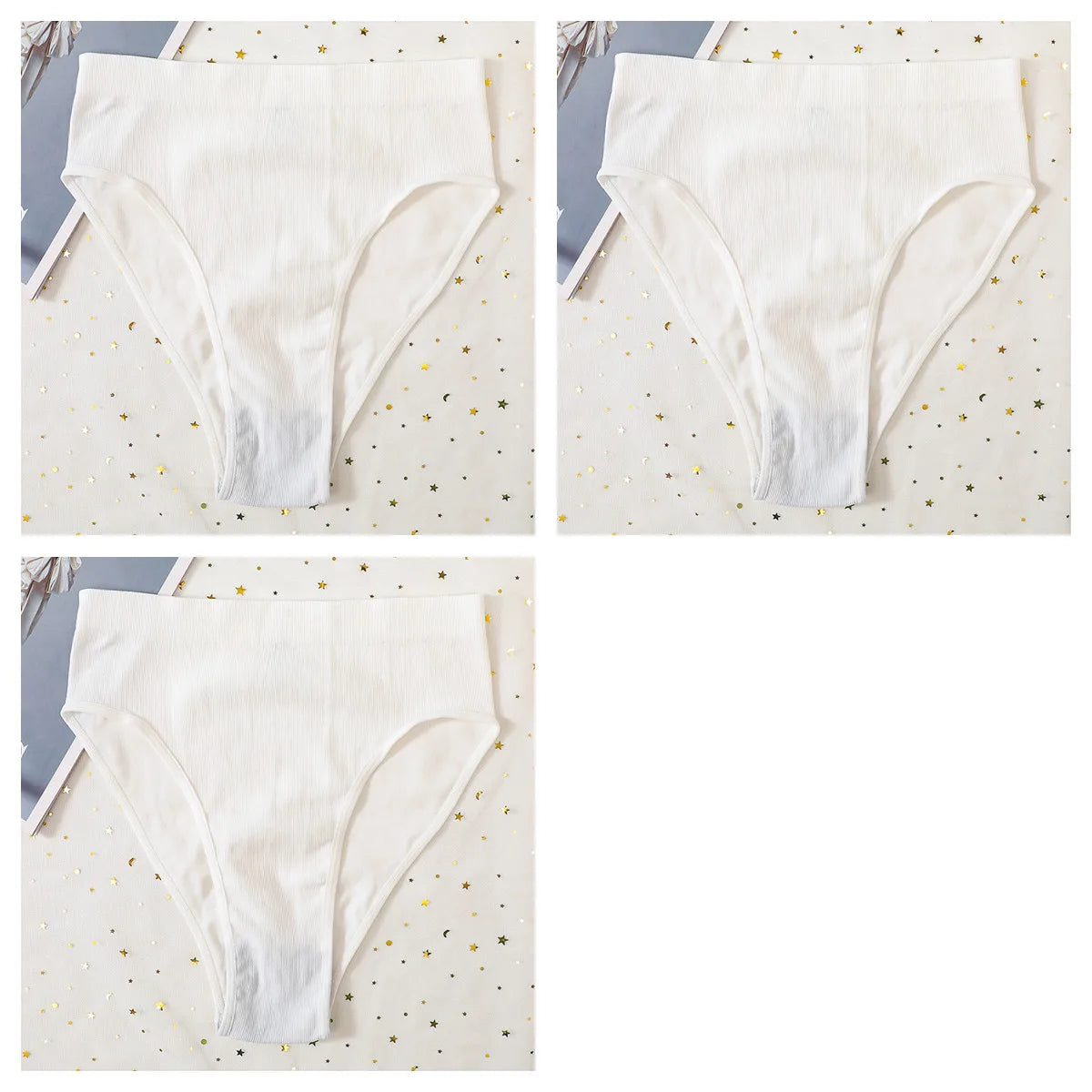 3Pcs/Set Seamless Panties Women High Waist Briefs High Cut Sports Bottom Underwear Female Stretch Rib Underpants Sexy Lingerie