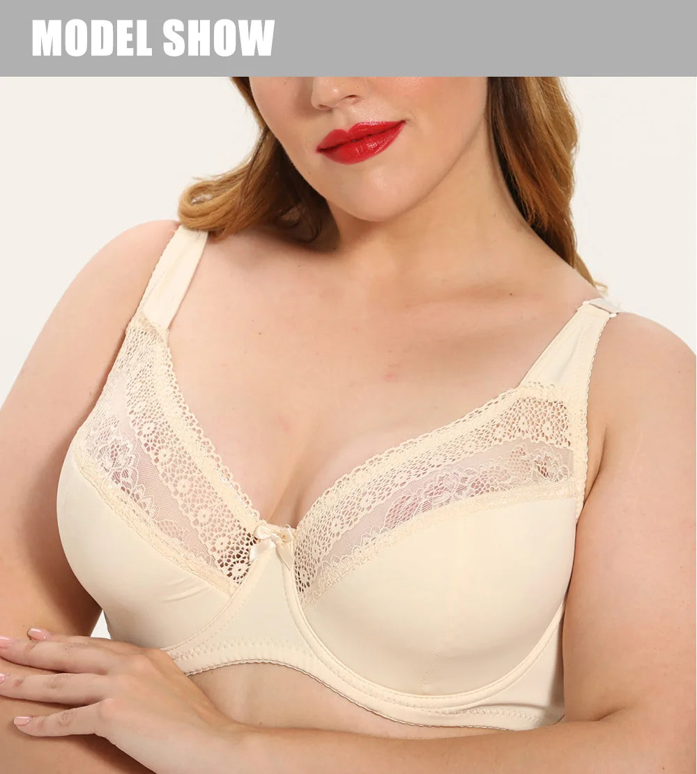 Plus Size Lace Bras For Women Lager Sexy Push Up Bra Bralette Comfortable Underwired Underwear Lingerie Tops BH D DD E F G Cup