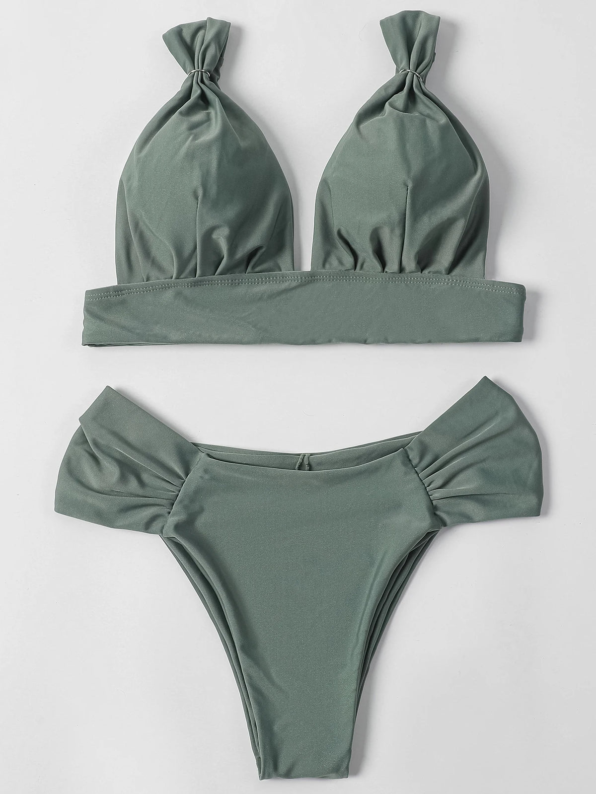 ZTVitality Solid Swimsuit Women Swimwear 2025 Newest Mid Waist Sexy Bikini Push Up Bikini Set Brazilian Bathing Suit Beach Wear