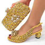 Doershow beautiful Italian Shoes And Bag Sets For Evening Party With Stones Italian Leather Handbags Match Bags! 1-1