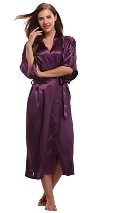 Women Silk Satin Long Wedding Bride Bridesmaid Robe Kimono Robe Feminino Bath Robe Large Size XXXL Peignoir Femme Sexy Bathrobe