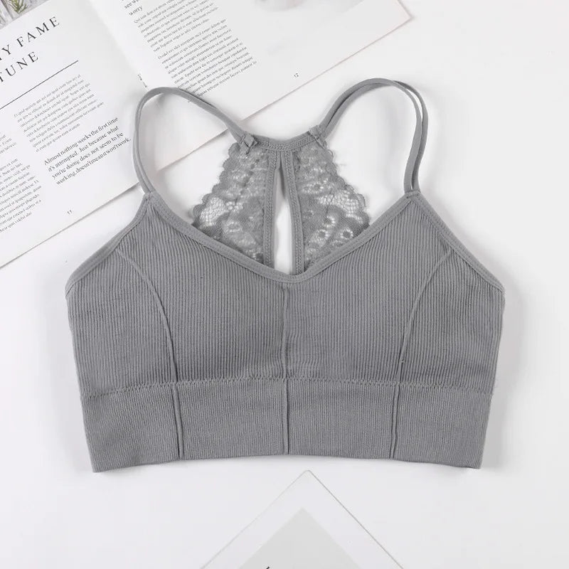 Women Tank Crop Top Seamless Underwear Lace Cropped Crop Tops Female Intimates Sexy Lingerie Plus Size Padded Camisole Femme