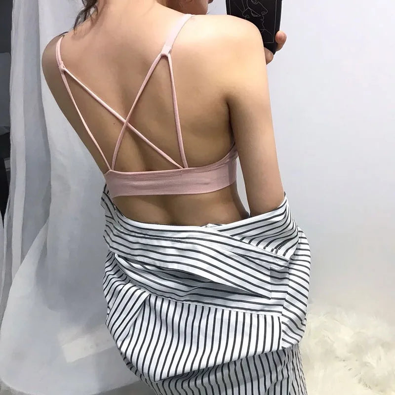 Women Tube Top Seamless Crop Top Wrapped Chest Underwear Cross Female Sports Bra Fitness Lingerie Sexy Intimates Bandeau Top