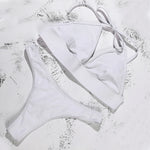 ZTVitality Sexy Solid Bikinis Push Up Bikini 2025 Padded Halter Thong Low Waist Swimwear Women String Bandage Swimsuit Biquini