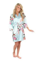 Wholesale Flower&Peacock Kimono Bathrobe Women Satin Soft Sleepwear Sexy Mini Bride Bridesmaid Wedding Robe Dressing Party Gown