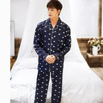 Lovers Print Dot Pajamas Set Couples Satin Pijamas Sleepwear Men&Women Causal Pyjamas Nightwear Plus Size 3XL 4XL Home Longewear