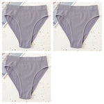 3Pcs/Set Seamless Panties Women High Waist Briefs High Cut Sports Bottom Underwear Female Stretch Rib Underpants Sexy Lingerie
