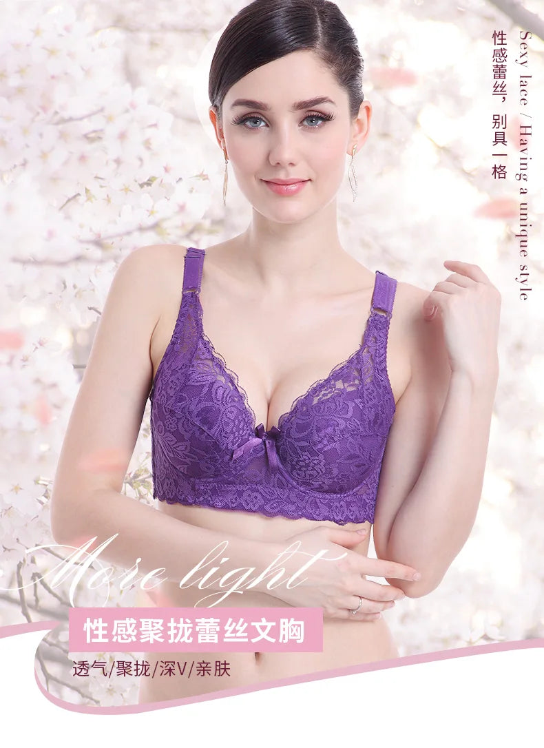 Women Sexy Bralette Big Size Lace Underwear Push Up Bras 80CD-105CD Intimates Female Lace Bra Lingerie 42D 44D 46D soutien gorge
