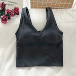Women's Tank Crop Tops Female Tops Sexy Lingerie Seamless Underwear Streetwear V Neck Cropped Tee Padded Camisole