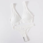 Women's Seamless Bra Panties Set Female Wirefree Brassiere Top Sports Underwear High Waist Briefs V Neck Sexy Lingerie Set