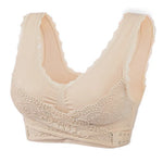 Front Cross Buckle Lace Bra Adjustment Gathering Women's Underwear Yoga Running Vest Seamless Without Steel Ring Brassiere