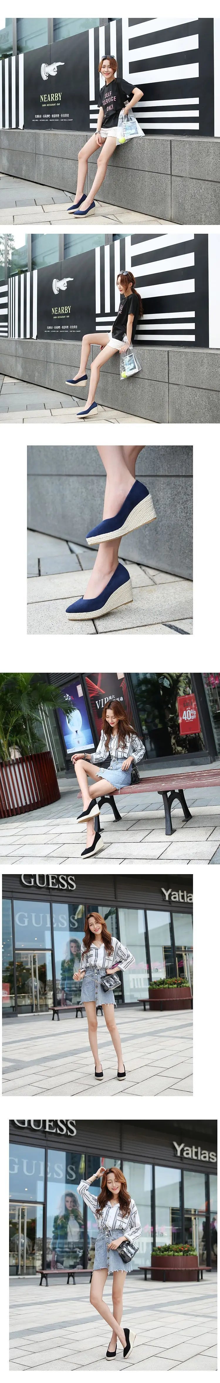 Suede princess women wedge shoes pointed toe pumps high heels platform Mary Jane office lady pumps party espadrilles cute shoesb