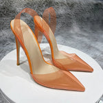 Transparent PVC high heels women's pointed sandals, transparent high heels, dress shoes, wedding shoes12cm.45, summer, 2021