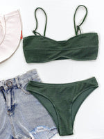 Sexy Micro Bikini 2026 Swimwear Women Green Black Push Up Pleate Swimsuit Summer Beach Bathing Suit High Waist Swimming Suit