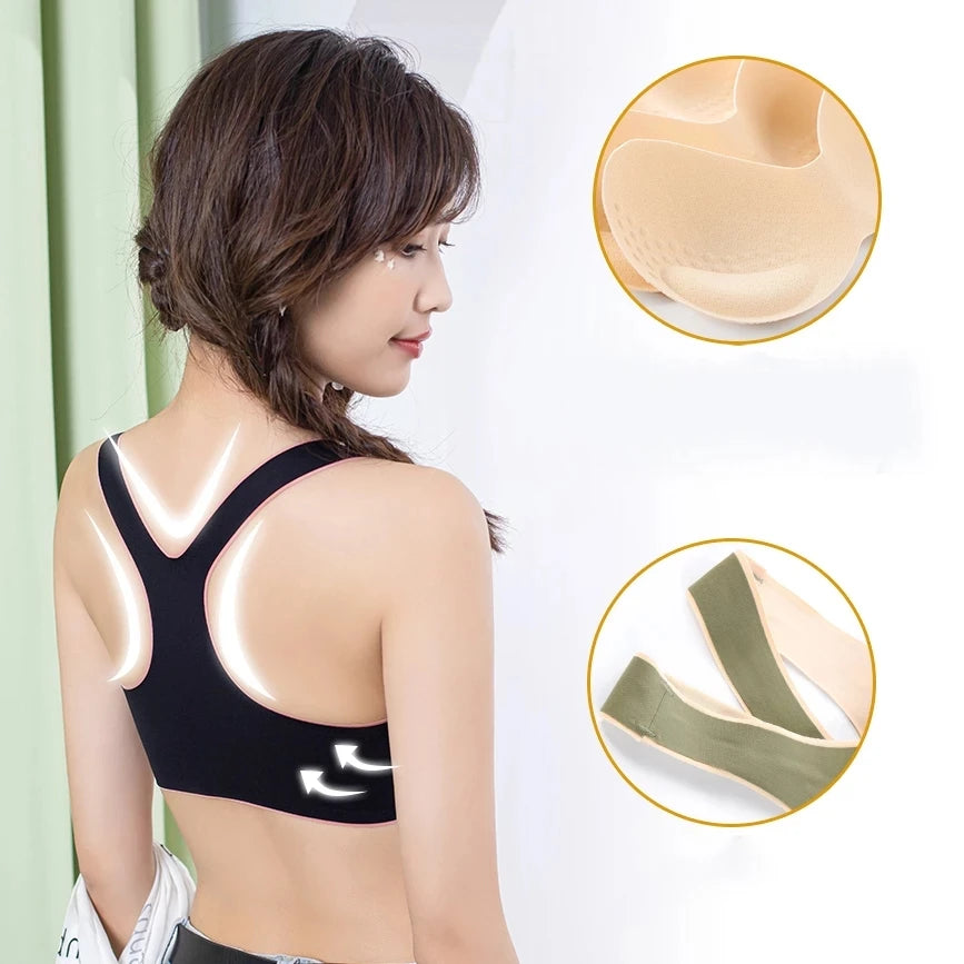Plus Size Movement Bra Letters Stitching Color Women Underwear Wireless Brassiere One piece three-dimensional cup Bralette