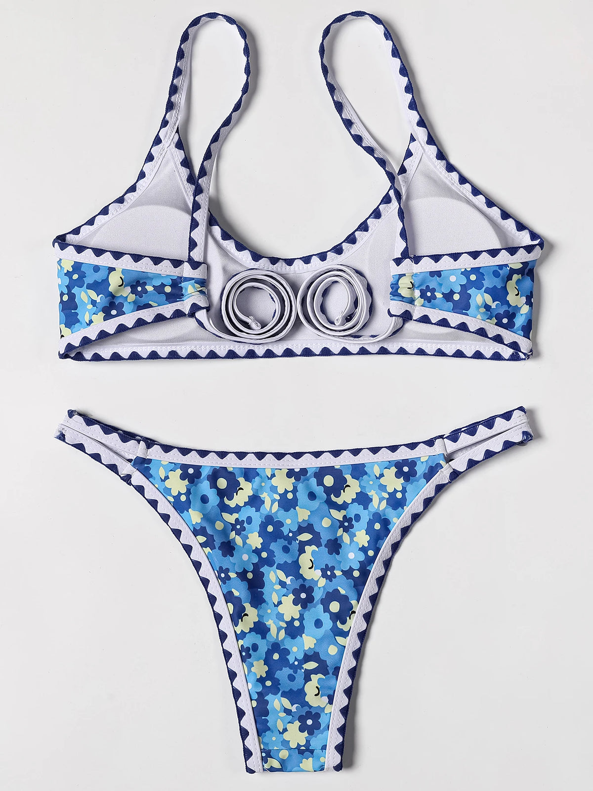 ZTVitality Swimwear Women 2025 New Arrival Print Whip Stitch Sexy Bikini Padded Bra Mid Waist Bandgae Swimsuit Brazilian Biquini