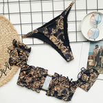 Cherry Print Off Shoulder Bikini 2025 High Cut Swimsuit Women Female Brazilian Swimwear Two pieces Bikini set Bathing Suit Swim