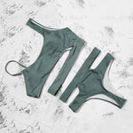 ZTVitality Solid Sexy Bikinis High Waist Bikini 2021 Hot Sale Asymmetry Straps Hollow Out Swimsuit Female Swimwear Women Biquini