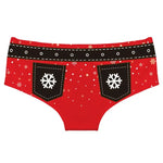 Women's Breathable Elastic Underpants Original Christmas Pattern Print Briefs Sexy Low-waist Knickers Sexy Butt Wrap T-pants