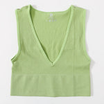 Deep V-Neck Crop Top 18 Colors Slim Fit Tank Stretchy Sleeveless Crop Vest Casual Ribbed Knit Top Low Cut Summer Camisole M-XL