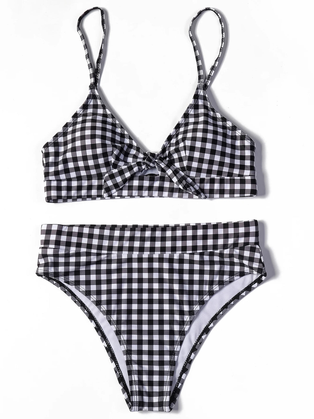 ZTVitality Bow Plaid Bikinis Push Up Sexy Bikini 2021 Hot Sale Straps Padded High Waist Swimsuit Retro Swimwear Women Biquini