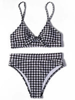 ZTVitality Bow Plaid Bikinis Push Up Sexy Bikini 2021 Hot Sale Straps Padded High Waist Swimsuit Retro Swimwear Women Biquini