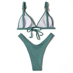 ZTVitality Sexy Solid Push Up Bikini 2025 New Arrival Padded Bra High Leg Swimsuit Ring Bandage Swimwear Women Brazilian Biquini