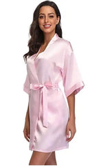 Satin Robe Female Intimate Lingerie Sleepwear Silky Bridal Wedding Gift Casual Kimono Bathrobe Gown Nightgown Sexy Nightwear