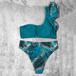 ZTVitality Ruffles One Shoulder Sexy Bikinis 2025 New Arrival Padded Leaves Swimsuit High Waist Swimwear Women Brazilian Bikini