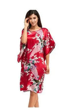 Sexy Female Silk Rayon Robe Bath Gown Nightgown Summer Casual Home Dress Printed Loose Sleepwear Plus Size Nightwear Bathrobe