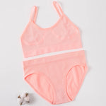 Women Seamless Bra Briefs Set Push Up Bra Top Sexy Lingerie Female U Back Crop Top Brassiere Underwear Set